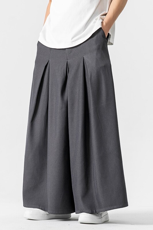 夏季大码宽松裙裤汉服直筒阔腿裤休闲裤中式潮暗黑K251/P70,男装民族服装,钱塘713