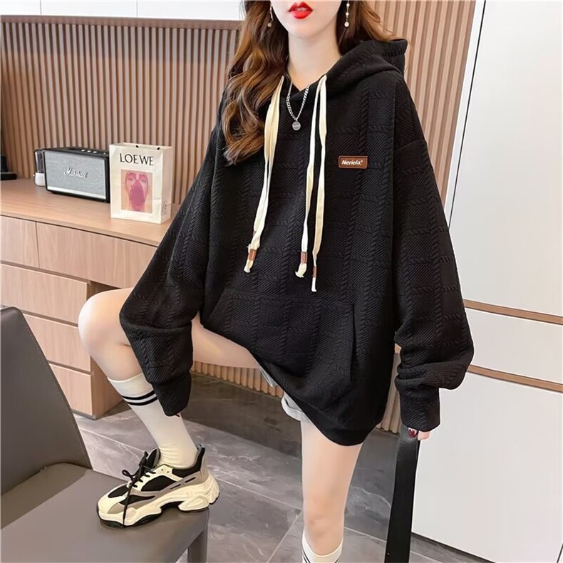 660-P35 连帽卫衣女秋冬季韩版宽松设计感小众图片