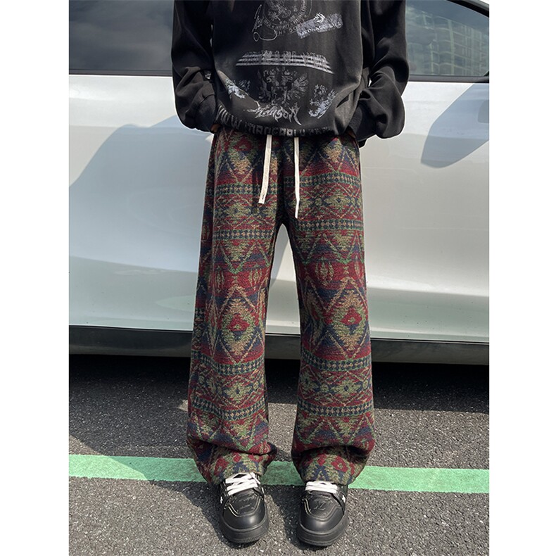 8XL-M羊羔绒裤子男冬季加绒加厚民族风重磅针织棉裤大码KZ023P78,男装休闲裤,电商B312