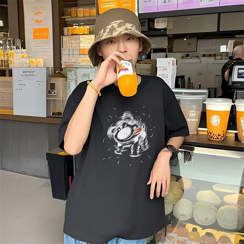 25新款港风抖音直播宽松美式高街短袖纯棉T1809特P18图片