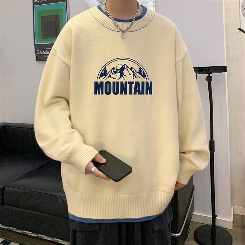 控78假两件毛衣男大码加绒针织衫男毛线衣M80255-P55加绒P70,男装针织衫/毛衣,电商A040