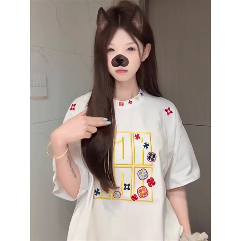 万针全刺绣工艺抖音得物高品质260克重磅纯棉双纱美式高街短袖T恤,男装T恤,电商A486