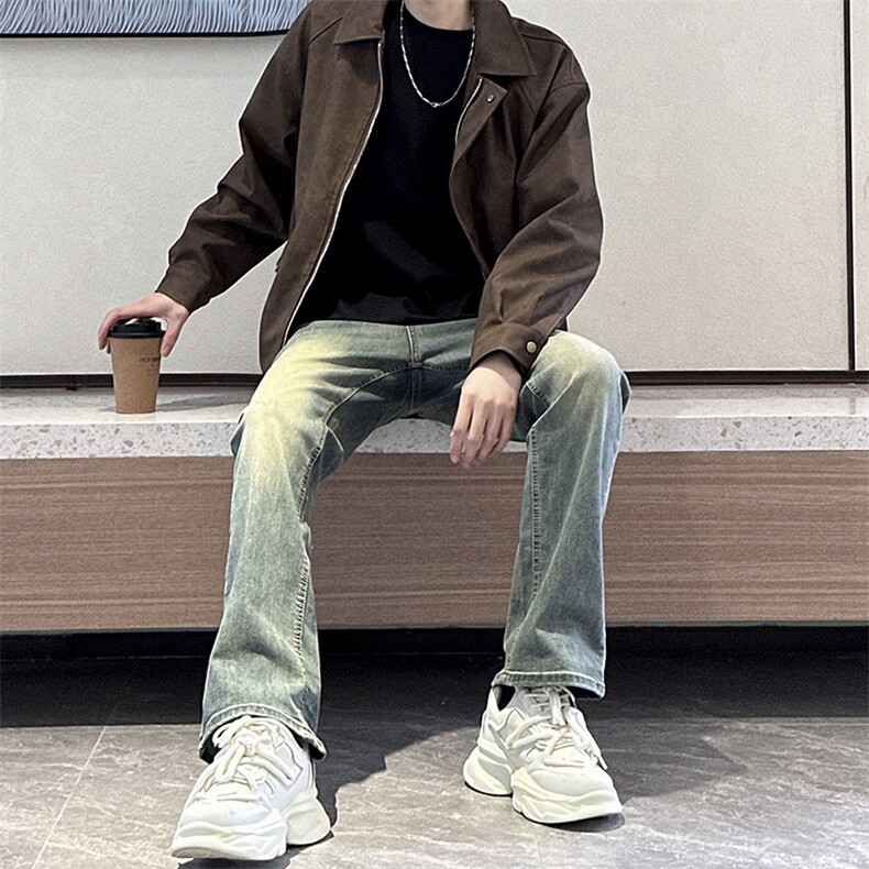 秋冬美式复古牛仔裤高街休闲裤男款微喇叭长裤1412-2/992/P65，男装休闲裤，星座1412-2