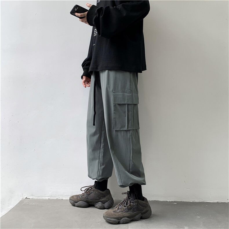 暗黑系休闲裤韩版潮百搭束脚裤ins潮牌机能风宽松抽绳GZK305-P35图片