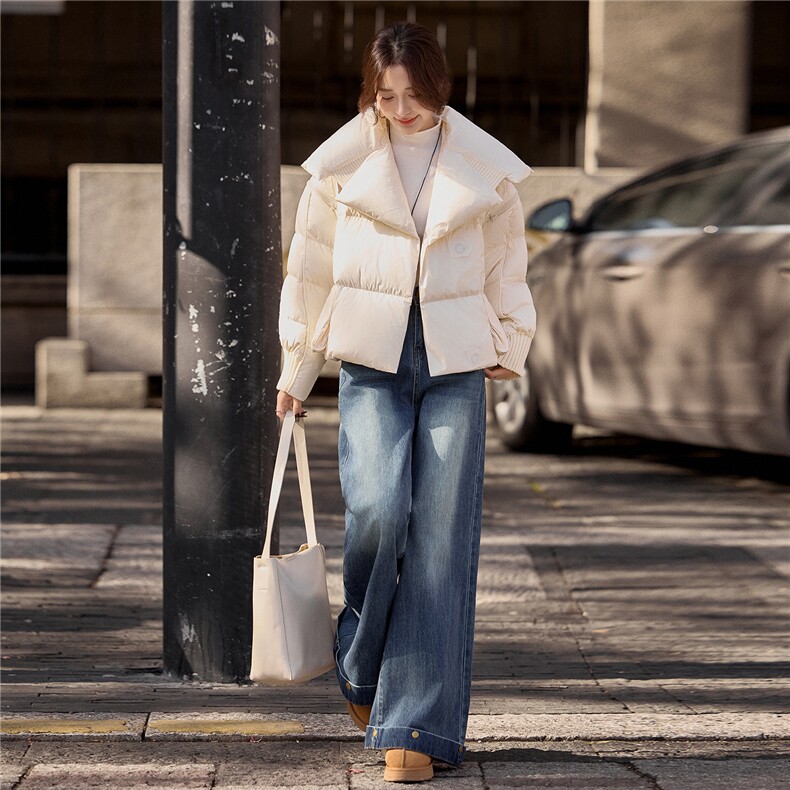 水衣源2319款短款大翻领加厚时尚羽绒服冬季保暖外套女,女装羽绒服,水衣源