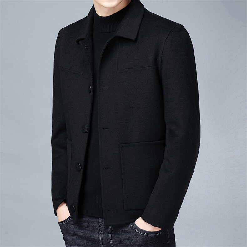 中年休闲男装双面呢外套秋季爸爸薄款翻领中老年秋装ZL92188-P260，男装毛呢大衣，电商B212（原钱塘6029）