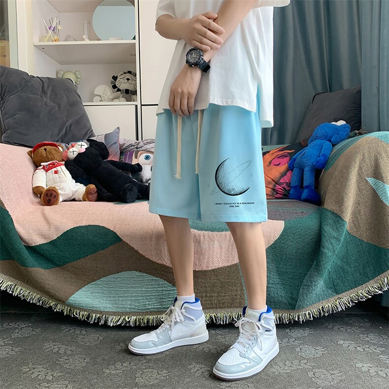 HD74246-P22华夫格短裤男大码宽松五分裤男直筒中裤,男装休闲裤,电商A040
