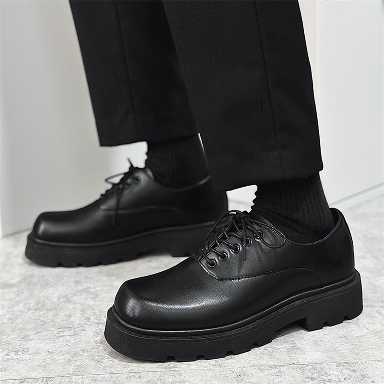 方头皮鞋男鞋秋季新款港风低帮小皮鞋青春休闲鞋shoes大头皮鞋，男鞋皮鞋，电商A223