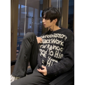 美式圆领毛衣男慵懒风休闲针织衫L005 P50图片
