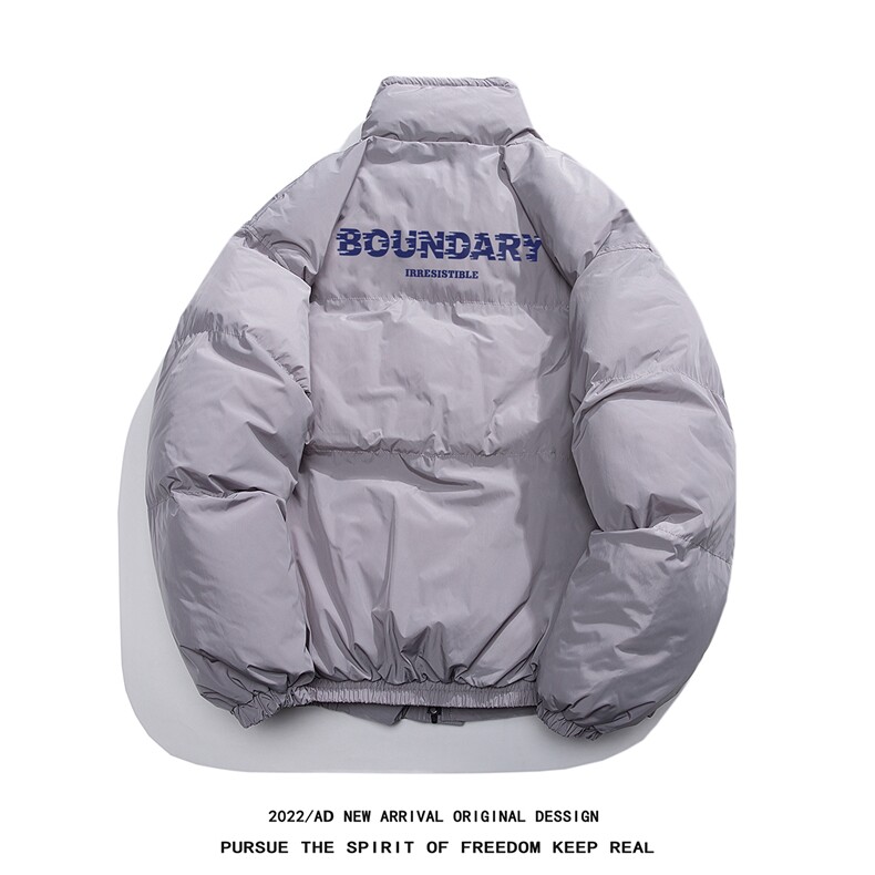 白鸭绒白底22冬季新品休闲百搭字母印花立领羽绒服YR225P195控258,男装羽绒服,电商A247-1