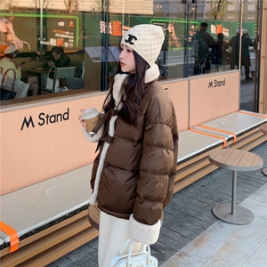 羊羔毛领美拉德短款羽绒服女冬季2025新款小个子高级流行设计小众图片