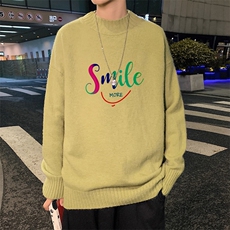！2023冬季新款男士半高领毛衣百搭大码笑脸针织衫M610P45，男装针织衫/毛衣，电商B220