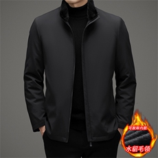 高端可脱卸内胆中年水貂派克服大衣冬季男中老年水貂领派克服外套，女装短外套，钱塘723
