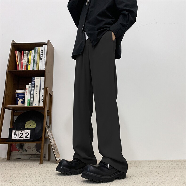 休闲西裤男长裤子春夏小众设计感潮流宽松直筒垂感西裤XK302-P50图片
