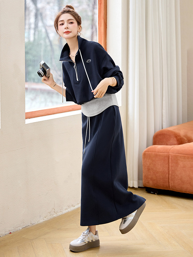 欧货休闲运动卫衣套装裙女2025春季新款超火小个子时尚百搭两件套,女装套装/套裙,依如秀(原杭风阁)