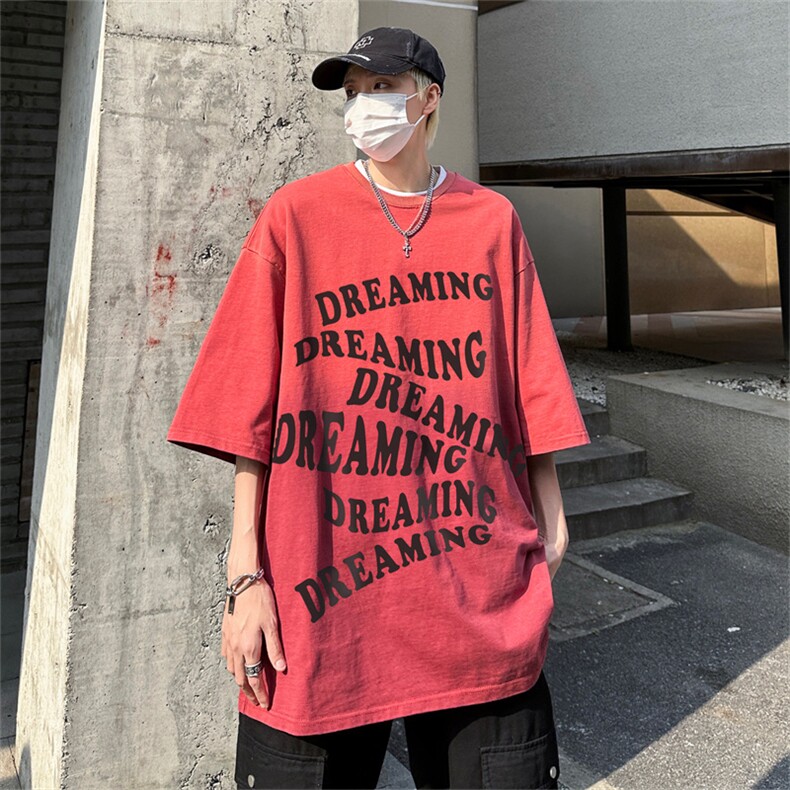 B239-1203-P39渐变扎染创意字母印花复古落肩袖短袖T恤美式,男装T恤,星座514-2(原B239)