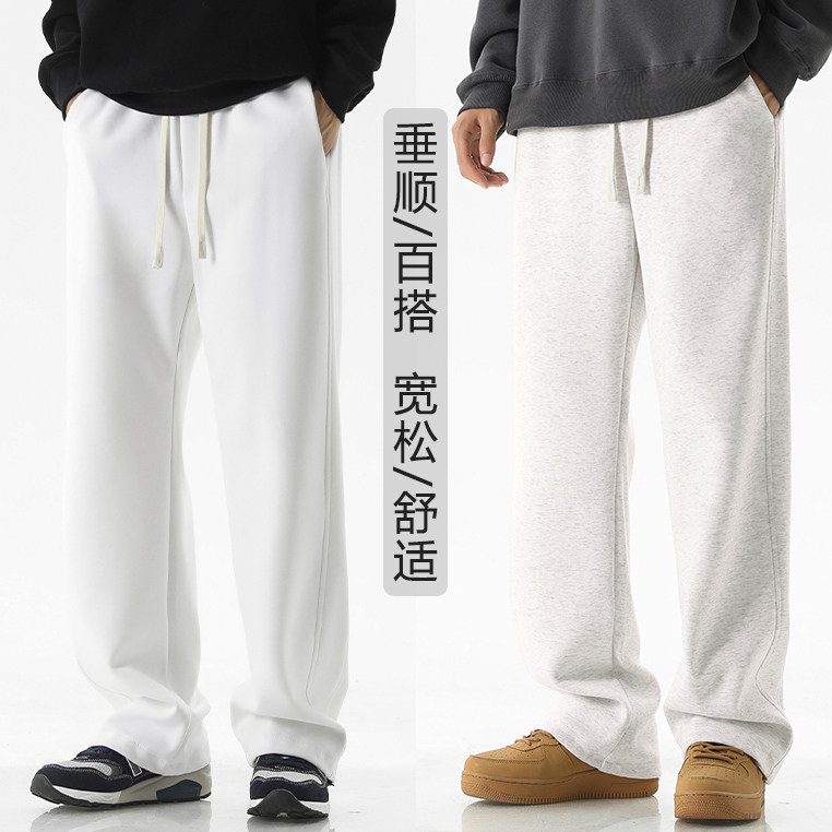 垂顺百搭华棉直筒休闲男秋季美式高街螺纹束脚休闲裤-X1690特批42,男装休闲裤,星座718