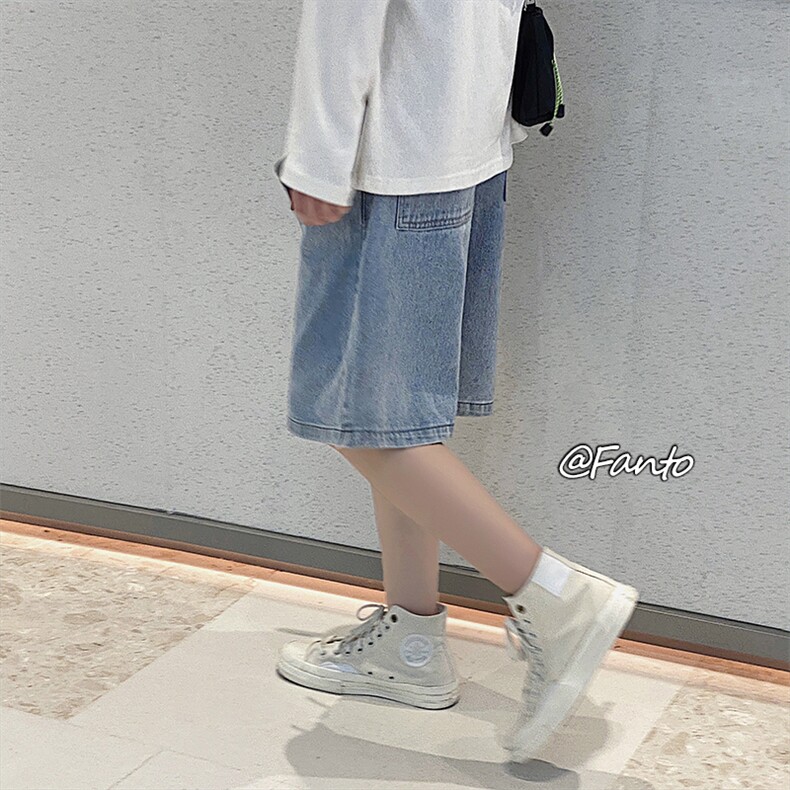 夏季薄款牛仔短裤男直筒潮宽松休闲港风五分裤A166-DK51-P30控45,男装牛仔裤,电商A166