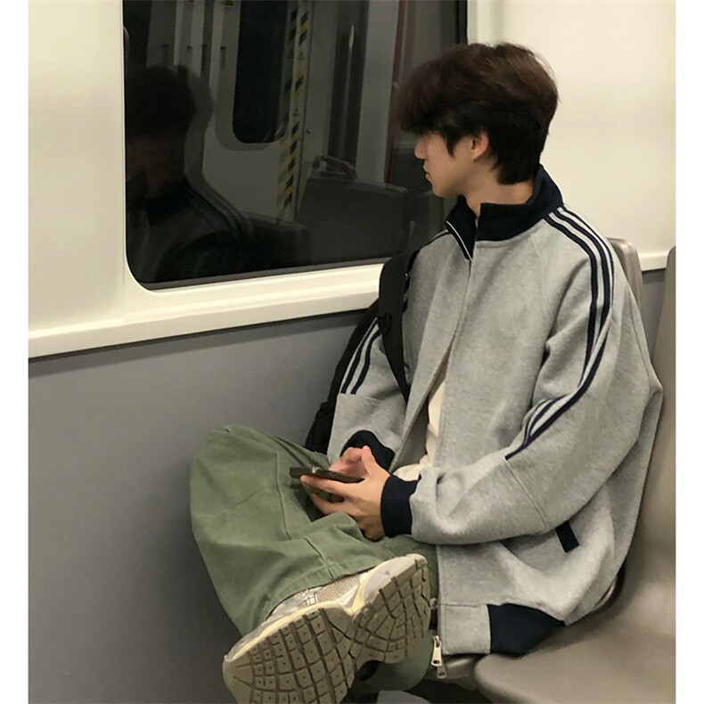 抖音得物高品质美式高街重磅结构设计拼接织带立领卫衣外套CM42，男装卫衣，电商A486