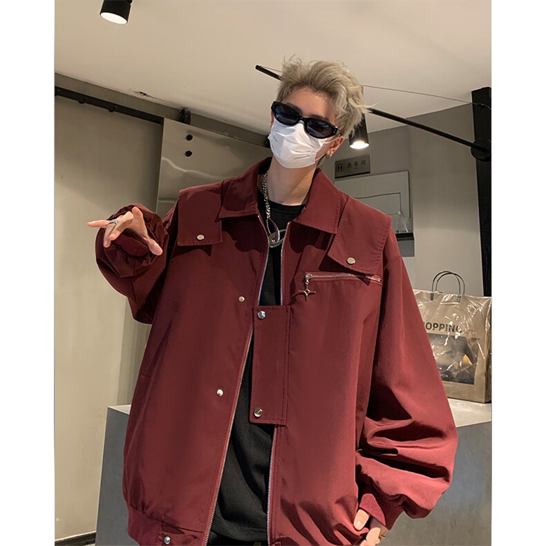 JK9901-P85控138秋季美式高街潮流设计感宽松复古工装夹克外套,男装夹克,电商A058-1（原电商C417）