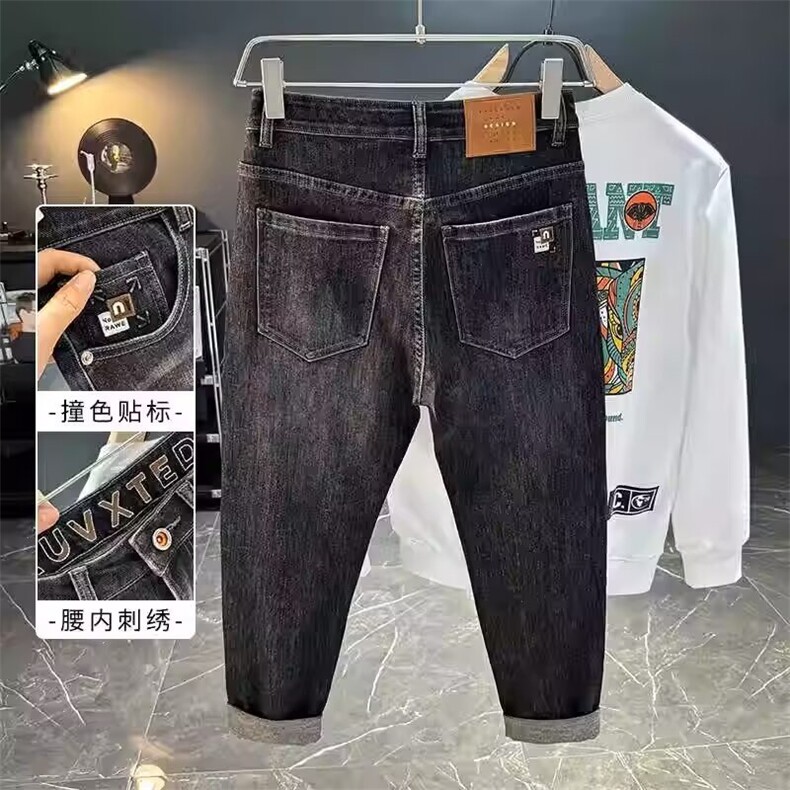 1506-1/KT11301/P49男牛仔裤时尚绣流百搭港风修身直筒弹力长裤男,男装牛仔裤,星座1506-1