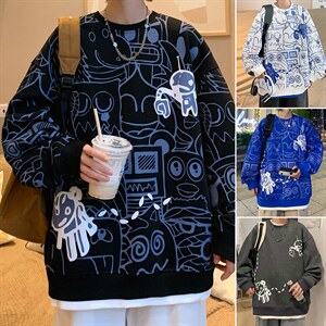 长袖t恤男士春秋季宽松潮牌百搭休闲上衣服打底衫圆领内搭卫衣男图片
