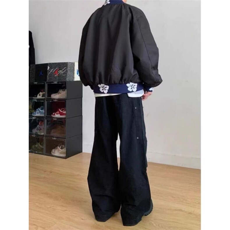 W9406-P60网图现货新款潮复古嘻哈刺绣拼接夹克宽松棒球服外套,男装夹克,星座1608-2