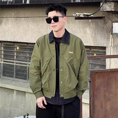 假两件翻领棉服男冬季牛仔拼接工装外套青年痞帅宽松休闲加厚棉衣，男装棉衣，星座218-1（原230）