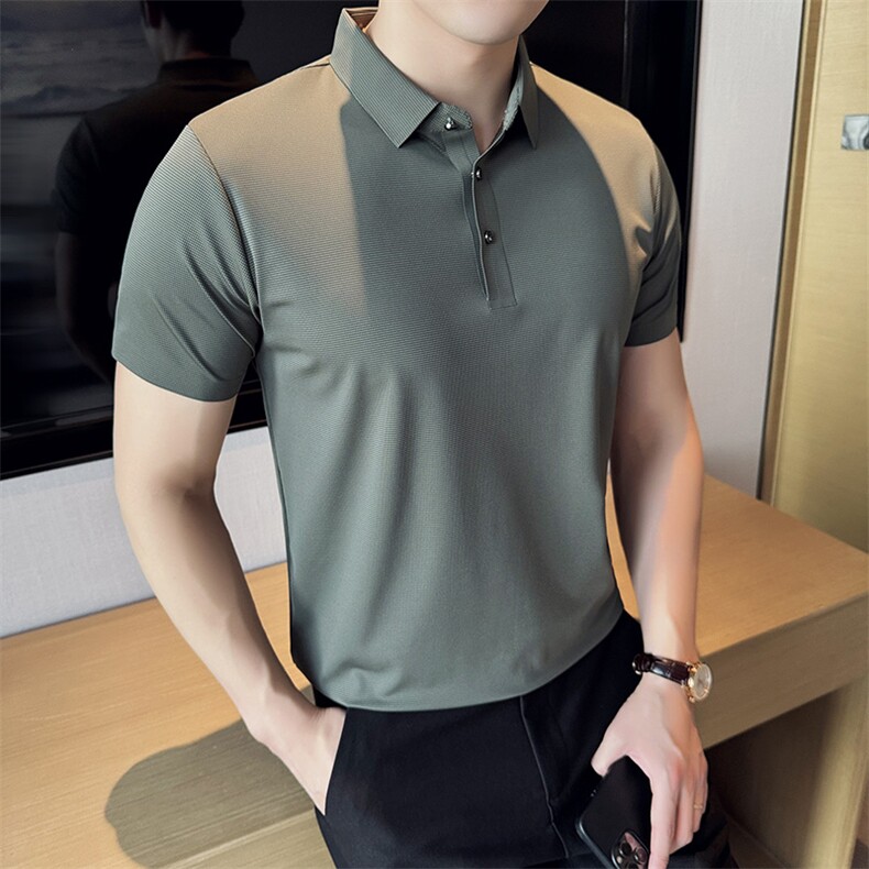 2024夏季新款冰丝无痕宽松翻领POLO衫男57713-p50,男装Polo衫,电商D303
