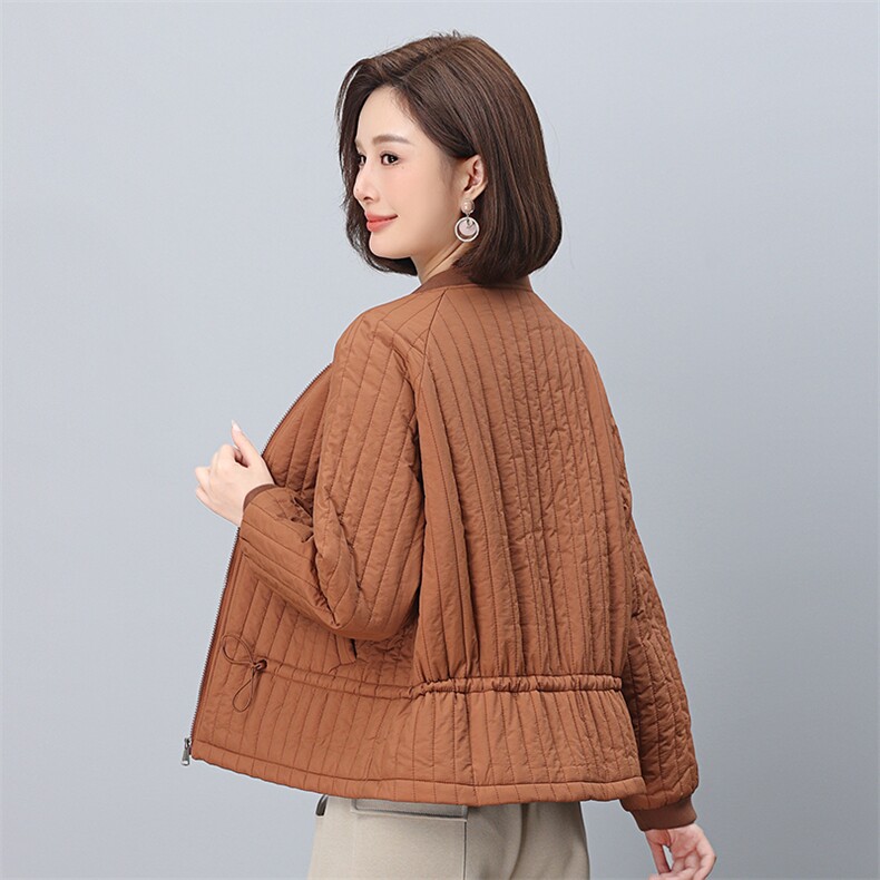 叶笙衣1181棒球领竖条纹抽绳棉衣,女装棉衣/棉服,叶笙衣