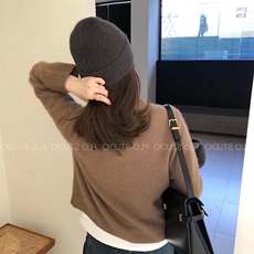 秋季新款舒适显瘦时尚百搭纯毛复古针织开衫，女装羊毛衫，恒恩羊绒