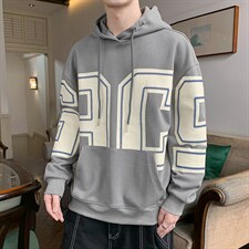 秋季新款卫衣店主风连帽套头印花落肩长袖上衣VE55125-P41控68，男装卫衣，星座717