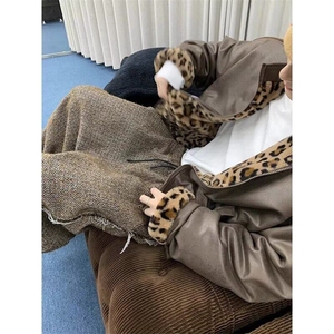 W9293-P60 网图现货 春季新款潮运动裤宽松型小香风毛呢料裤子图片
