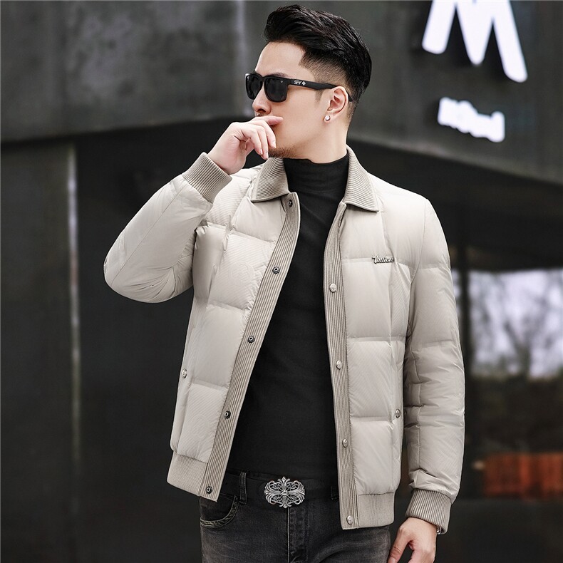 2025新款冬季立领90绒子白鸭绒羽绒服外套中年男装加厚羽绒服夹克图片