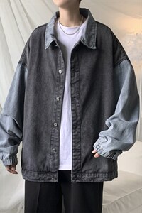秋季青少年拼接牛仔外套男士街头休闲工装夹克A161-2-JK8861-P55-图片