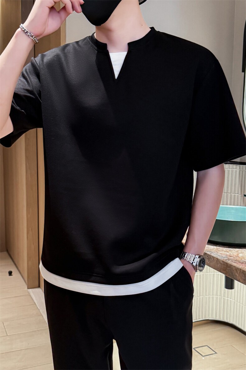 夏打底衫纯色百搭纯色圆领T恤短袖社会小伙A236-82558-特P38,男装T恤,电商A236