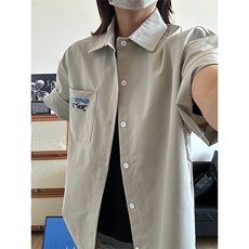 2025夏季新款港风衬衫刺绣宽松短袖少年感衬衣CS310-P30，男装衬衫，星座301C-5