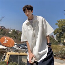 1港风华夫格短袖衬衫大码M-5XL金属纽扣短袖衬衣DCS8769特P35控68，男装T恤，星座226-2