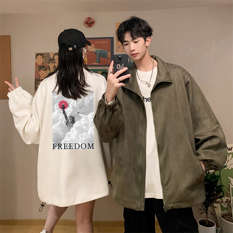 麂皮绒夹克男大码立领褂子外套JK85326-P68加绒款-P78,男装夹克,电商A040