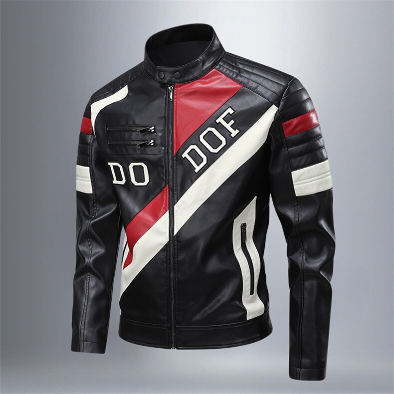 2025机车服骑行皮衣夹克男拼色复古撞色飞行服外套A436-8819-P90，男装夹克，电商A436