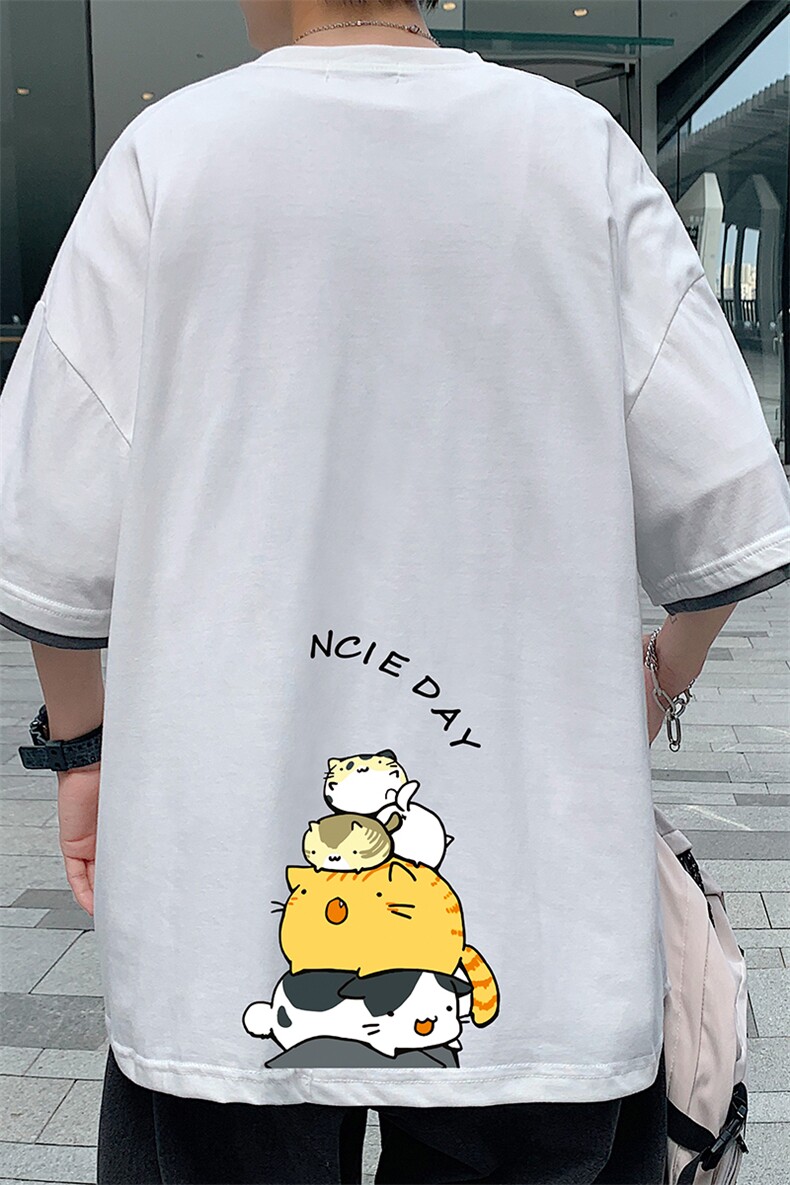 JT55090-P25假两件短袖t恤男大码胖子半袖体恤半截袖港风,男装T恤,电商A040