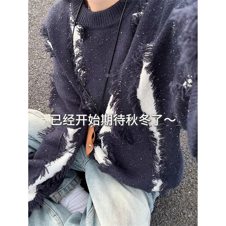 高街港风都市复古风上衣巴黎时尚感时髦潮流毛衣HY833TP55控88,男装针织衫/毛衣,电商A102B