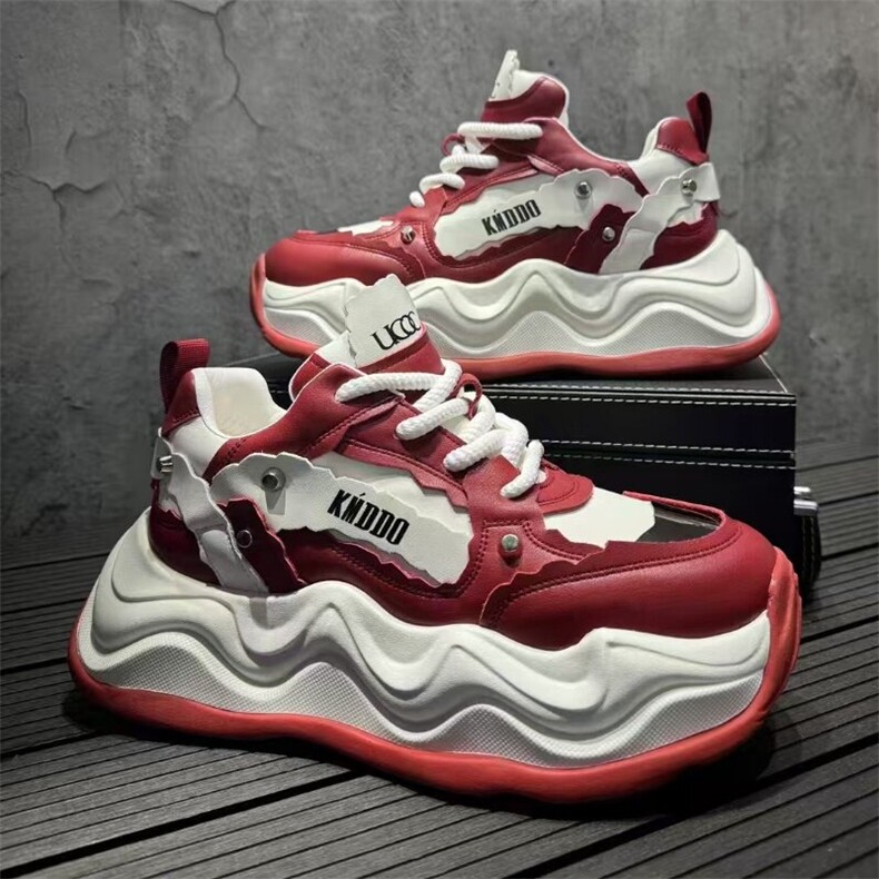 白色高帮鞋男2025春季新款厚底内增高板鞋中帮休闲运动老爹鞋，男鞋靴子，星座1407-6