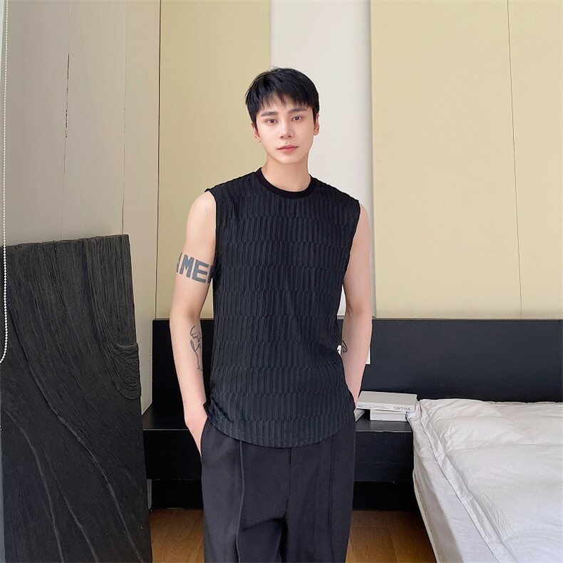 2023新款夏季纯色背心男潮牌背心痞帅马甲A345-261-P55,男装背心/马甲,电商A345