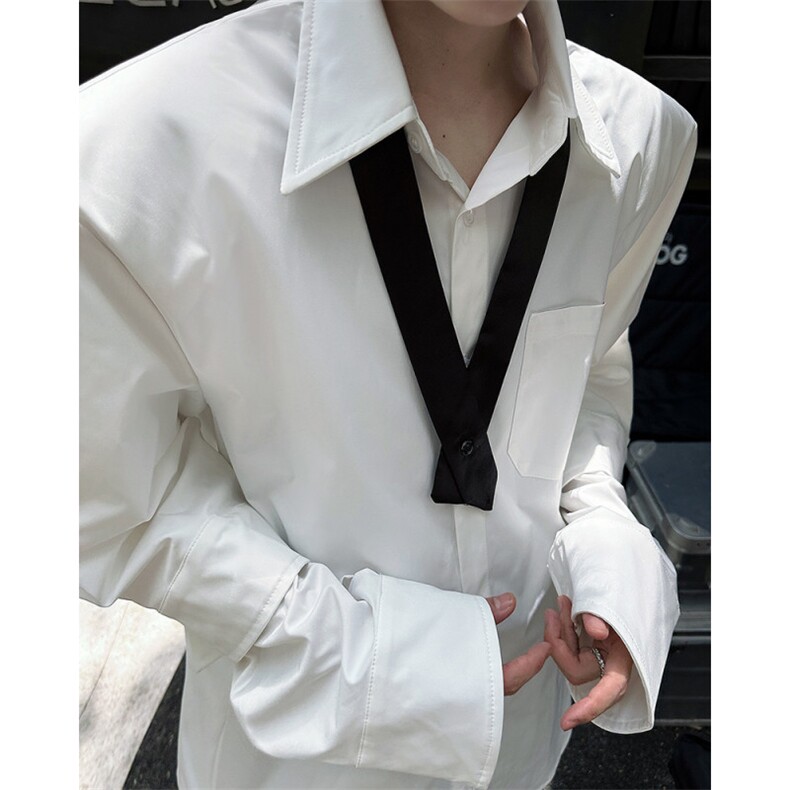 现货！25春夏男士领带假两件垫肩衬衫cs66-p75,男装衬衫,电商B288