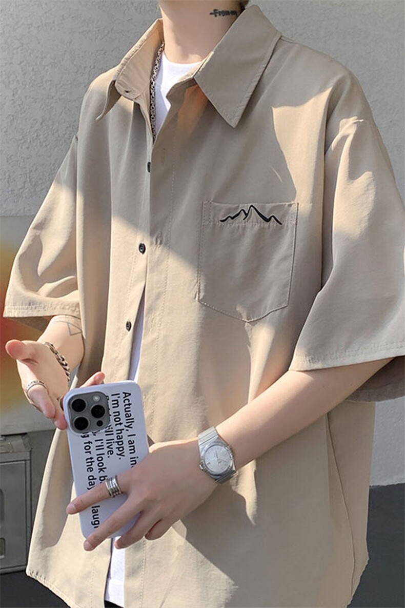 CS1143-特批25控49夏薄款冰丝面料大码短袖衬衫防晒透气外套,男装防晒衣,电商A059