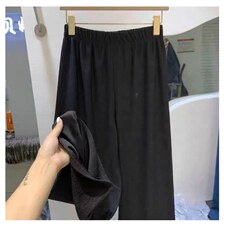 欧货设计感高腰垂感裤子纯色拖地裤坠感休闲裤女长裤，女装休闲裤，潮品会
