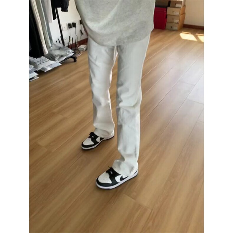 【有货】白色弯刀牛仔裤男美式vibe风裤子修身微喇裤807HH-特P35图片