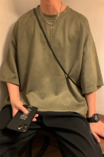美式风重磅短袖T恤男多色简约圆领宽松韩版潮流上衣T3369-特价P19，男装T恤，电商A007