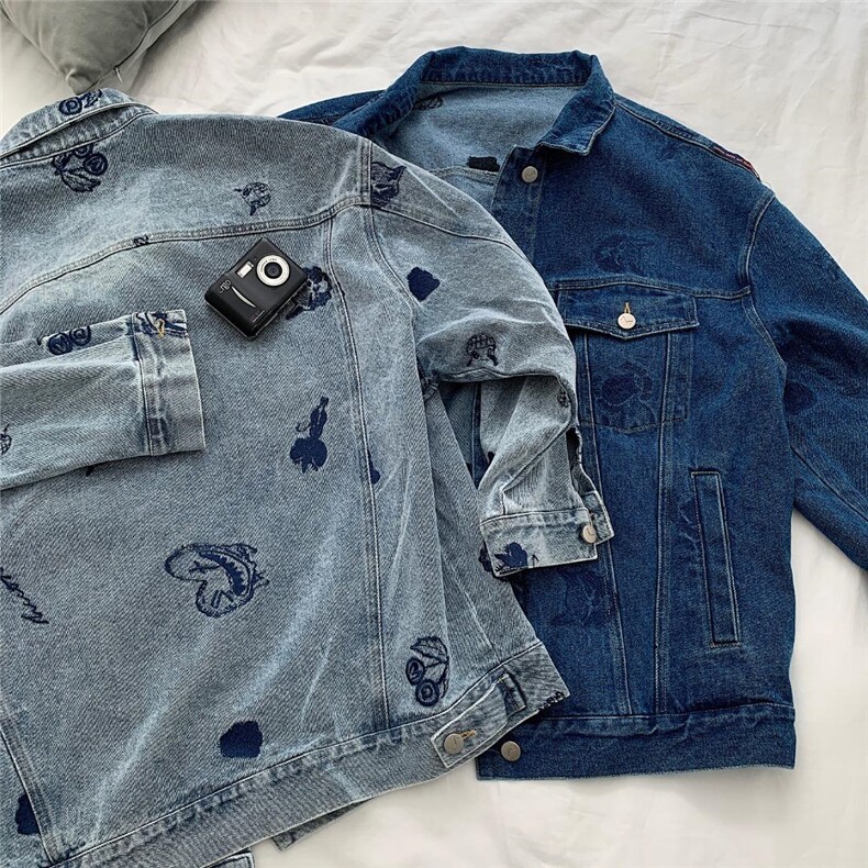 现货刺绣牛仔外套，其它，墨写